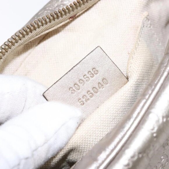 GUCCI Micro GG Canvas Guccissima Shoulder Bag Leather Silver 309538 Auth 135358 - Picture 12 of 16